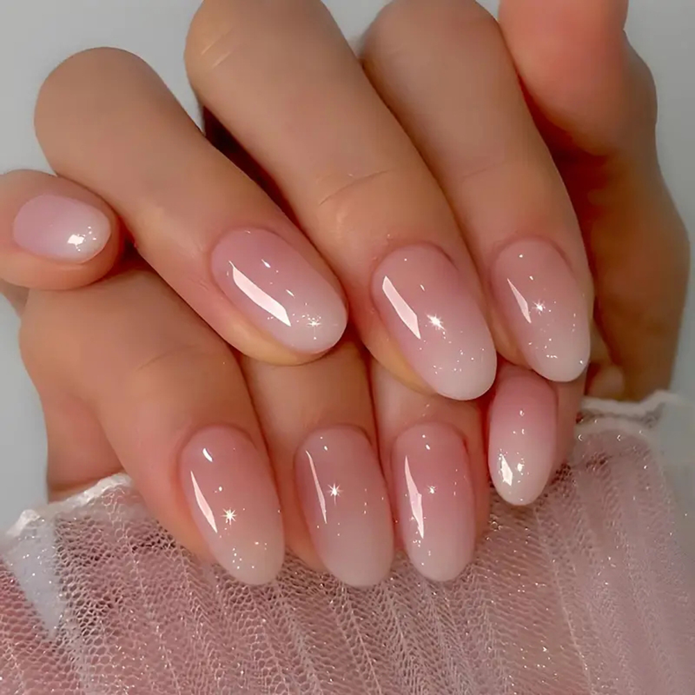 Nail Art Pink - ARTAUG 24PCS Medium Amandel Fleshcolor Druk