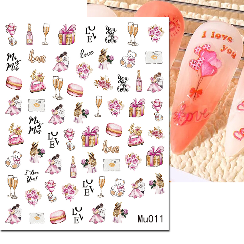 3d Nail Art Sliders Stickers V - Nail Art Valentines Day recensie en prijs